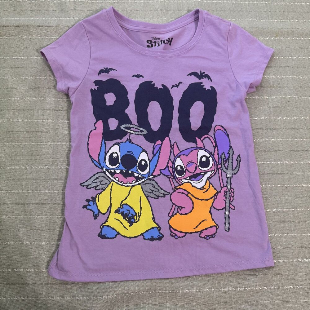 Lilo And Stitch Disney Girls Purple Halloween Shirt Size 10 Great Condition